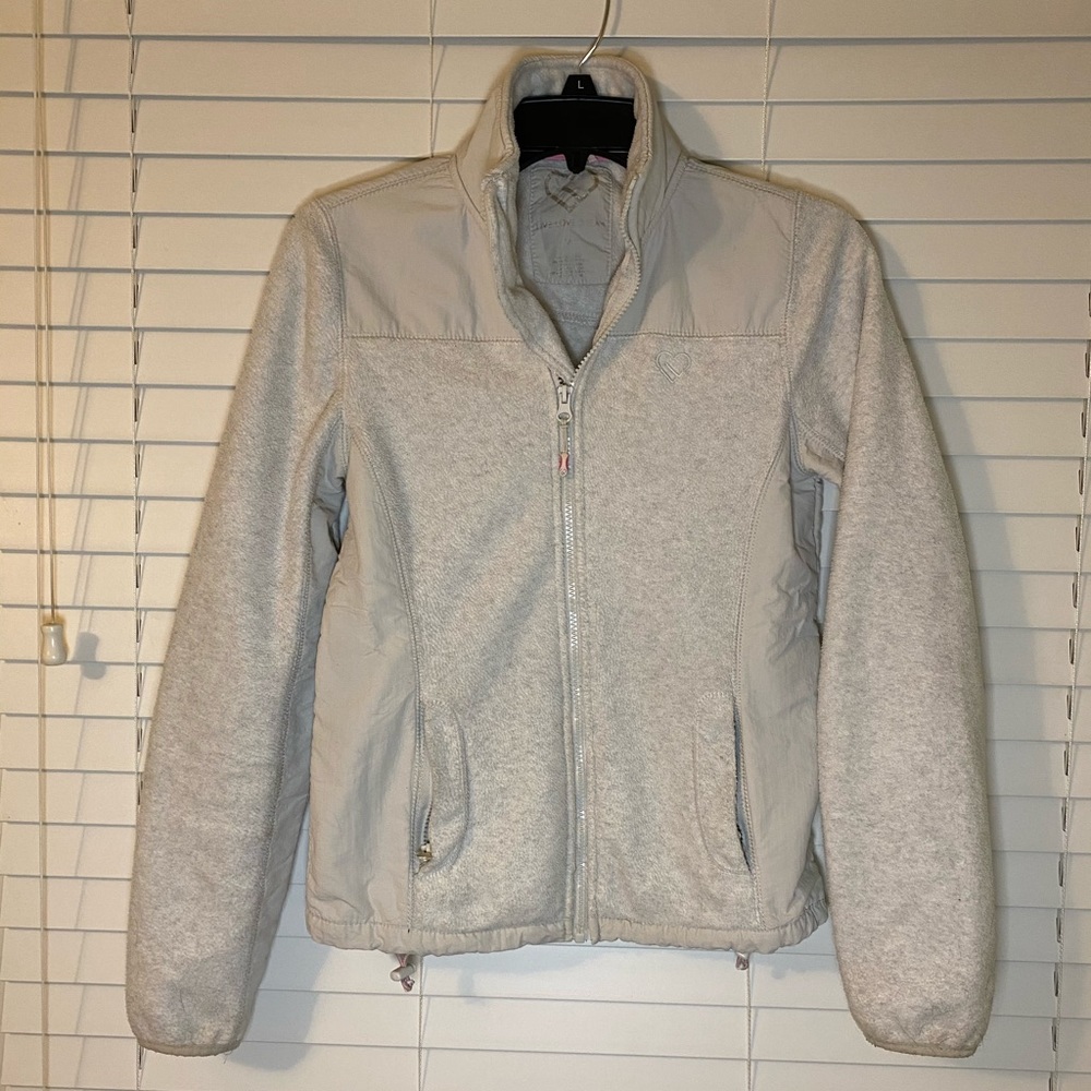 White Fleece Zip Up Jacket